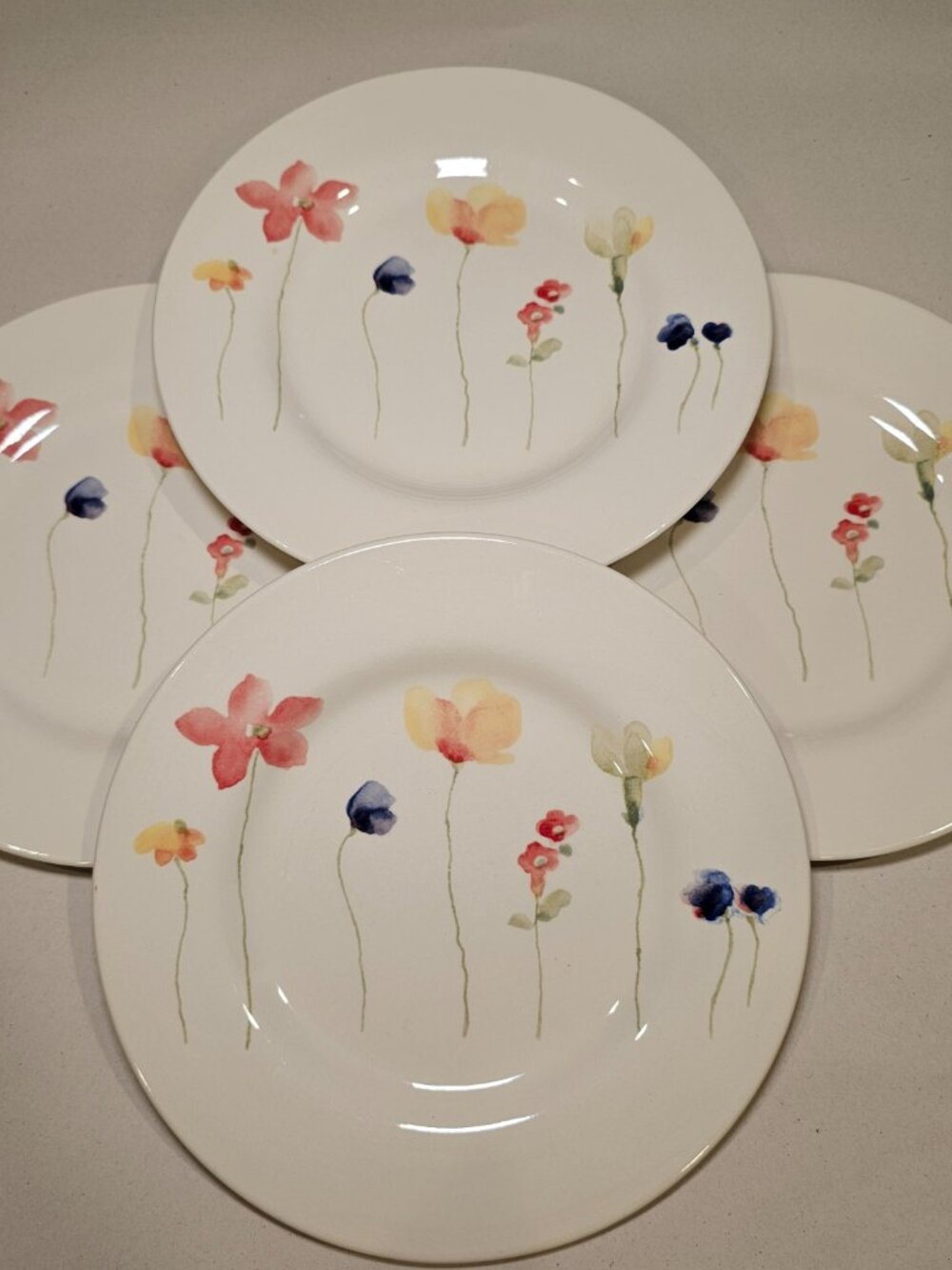 Royal Stafford Scattered Flowers Set of 4 Dinner Plates 8" Burslem England Flora